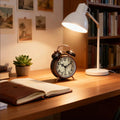 Super-Loud Twin-Bell Alarm Clock,Retro Non-Ticking Desk Clock,Antique Copper Bedside Alarm Clock With Nightlight For Desktop