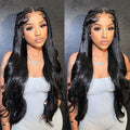 Alibele 13x6 HD Lace Frontal With Bundles Brazilian Body Wave Bundles With 13x6 Lace Front Long Hair Weave Bundles With Frontal