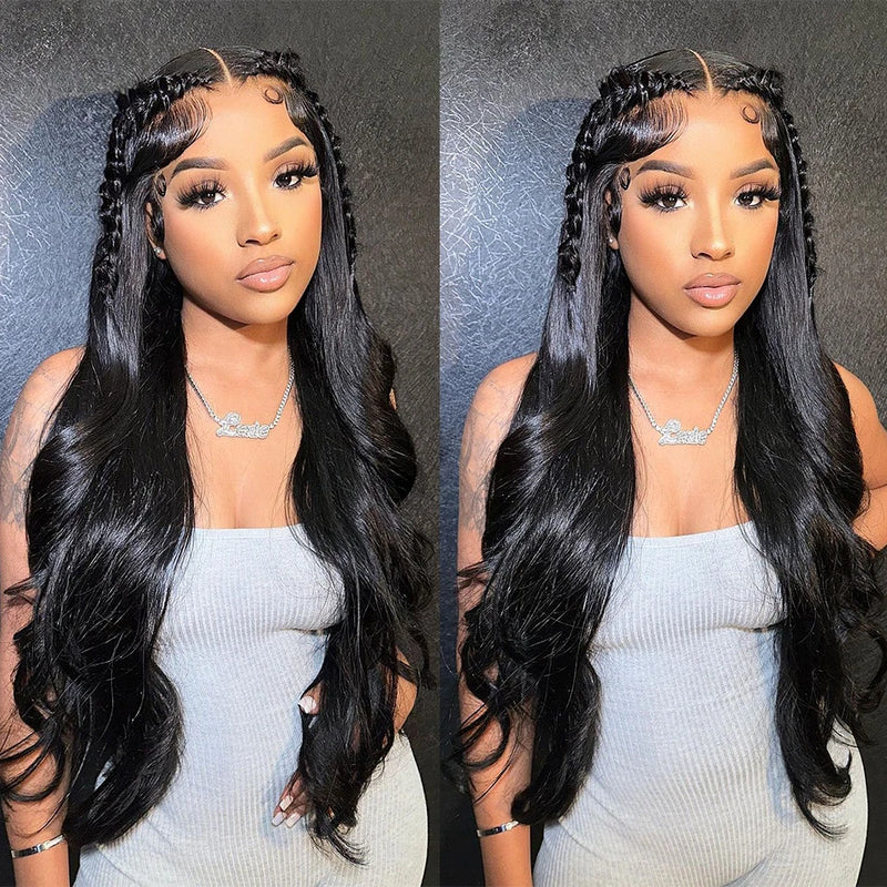 Alibele 13x6 HD Lace Frontal With Bundles Brazilian Body Wave Bundles With 13x6 Lace Front Long Hair Weave Bundles With Frontal