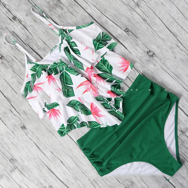 Swimwear Ruffles Women Suits Two Piece Sets Printed | SAMAG