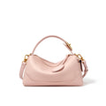 Women Genuine Leather Pillow Bag Designer Metal Hardware Top Handle Ladies Handbag Small Boston Tassel Girls Beige Leather Bag