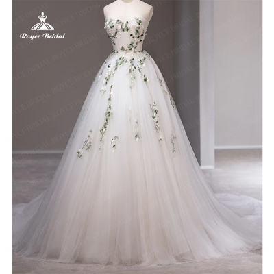 Roycebridal Strapless A Line Wedding Dress Court Train | SAMAG