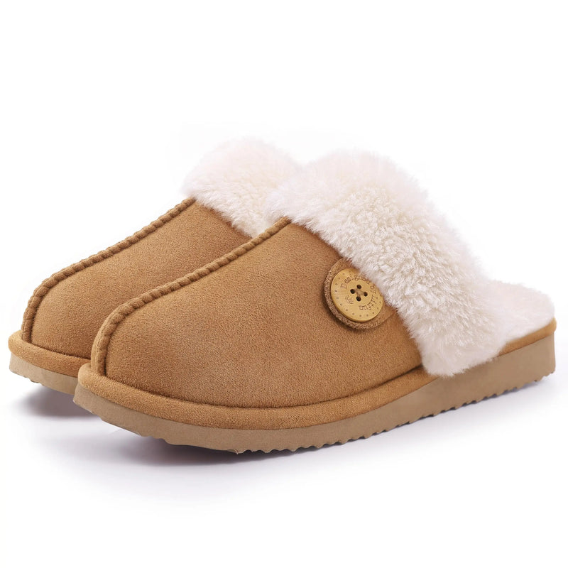 Comwarm Winter Fluffy Fur Slippers for Women Warm New Home Slippers Faux Fur House Mules Shoes Indoor Bedroom Comfy Fuzzy Slides