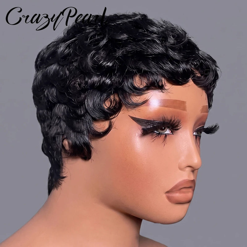 Pixie Cut Wig Human Hair Short Curly Pixie Wigs For Black Women Ready To Wear Glueless Short Pixie Cut Wigs Human Hair With Bang