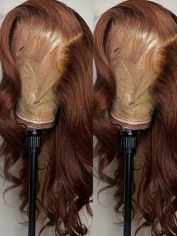 Chocolate Brown Body Wave Lace Front Wig for Women Pre-Plucked Brazilian Human Hair Glueless HD Frontal Virgin Hair Wig