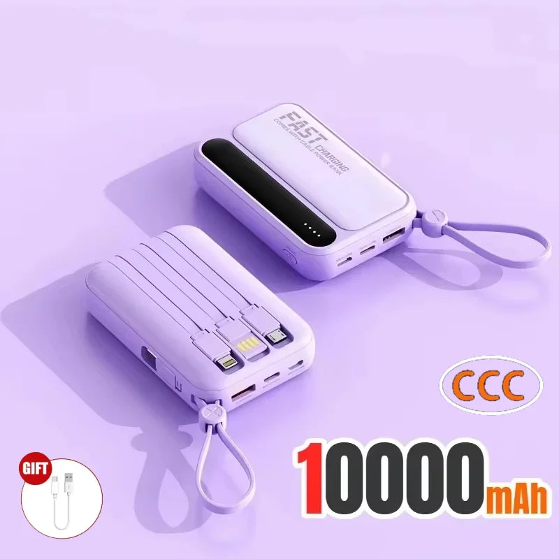 VIVO 500000mAh 120W Power Bank High Capacity 4 In1 Cables Intelligent Digital Display Light Portable Powerbank For iPhone Huawei