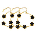 18K Gold Plated Floral Bracelets, Stainless Steel Charm Bracelet Non-Tarnish, Adjustable Lucky Chain Set Trendy Gift