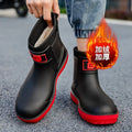 Men's Short-Tube Non-Slip Rain Boots Fashionable Low-Top Water Shoes, Pvc One-Time Molded Rain Boots, Pastoral Labor Waterproof