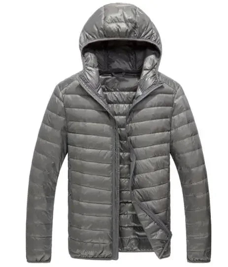 2026 Men Black Hooded Coat, Blue Zipper Control Winter Down Jacket, Green Lightweight Design Parkas Jaqueta, Asian Size M-5XL