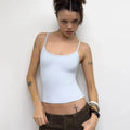 ANK Air Summer Top with Solid Color, Black and White Powder, Wide Shoulder Strap, I-Shaped Tank Top, Women's Sports, Daily Wear