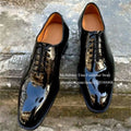 Glossy Patent Leather Dress Shoes Oxfords Square Toe Lace Up Formal Shoes for Men Wedding Office Business Ideal Gift for Men