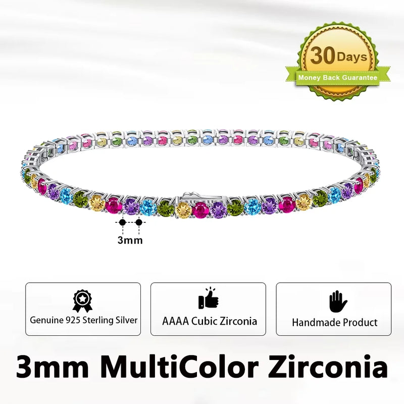 ORSA JEWELS Authentic 925 Sterling Silver Tennis Chain Bracelet Moulding Process Hanmade High-end Hand Chain for Man Woman SB128