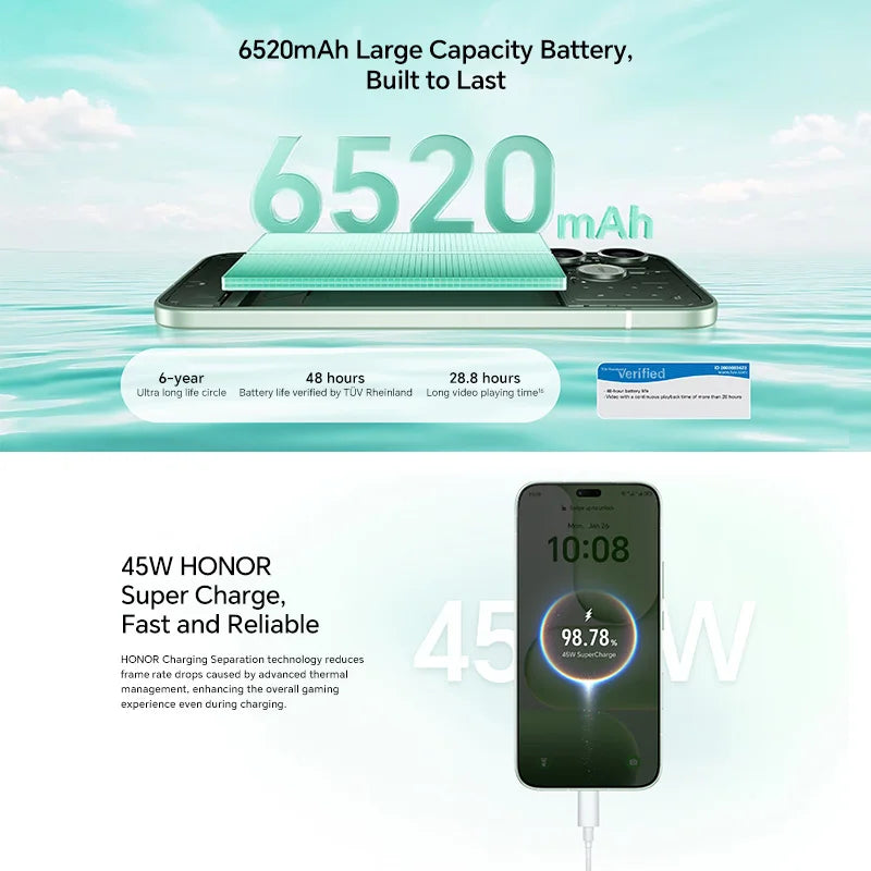HONOR 600 Lite 5G Global Version, 8GB+256GB, 6.6" AMOLED, 108MP Camera, 6520mAh 45W Fast Charge, NFC