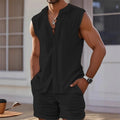 Men's Vest Shirt, Sleeveless Top and Shorts Plaid Two - Piece Set, Casual Trendy Hawaiian Beach - View 2 | SAMAG