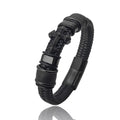 Dark Series Men's Leather Cross Bracelet New Fashion Hand-woven Rope Multi-layer Combination Stainless Steel Male Jewelry Gift