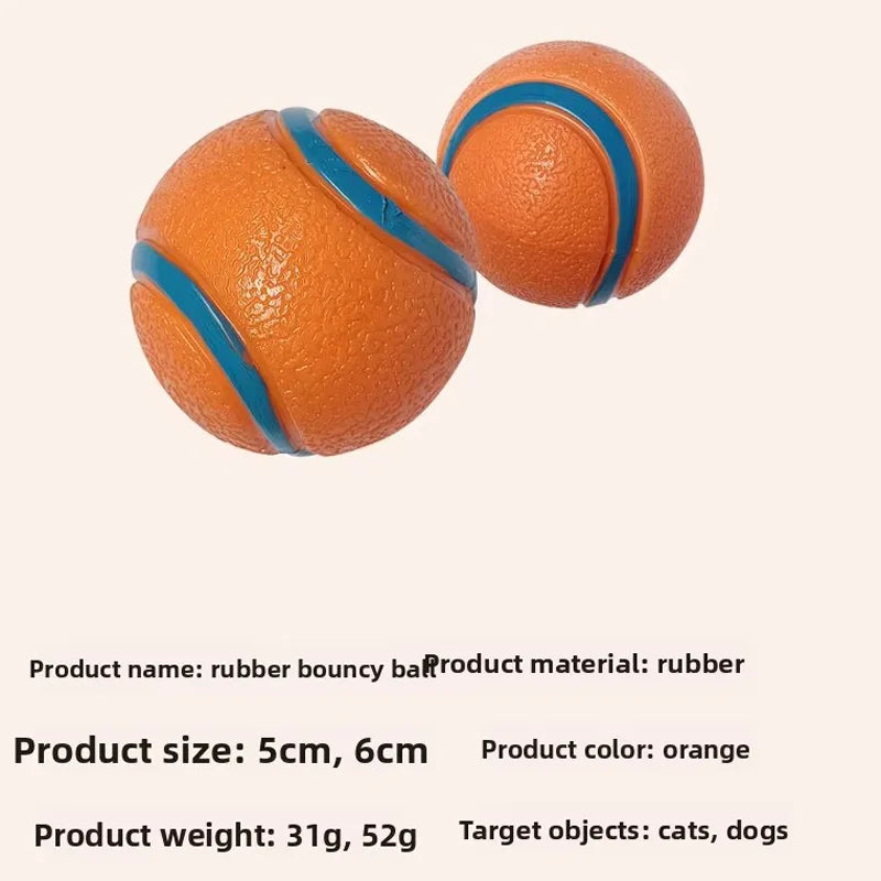 Elastic Indestructible Dog Squeaky Ball Toy Chew Resistant Interactive Pet Toy For Teeth Grinding Training Self Entertainment