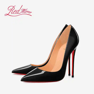 Black Women's Elegant High Heels Red Shiny Bottoms Luxury | SAMAG