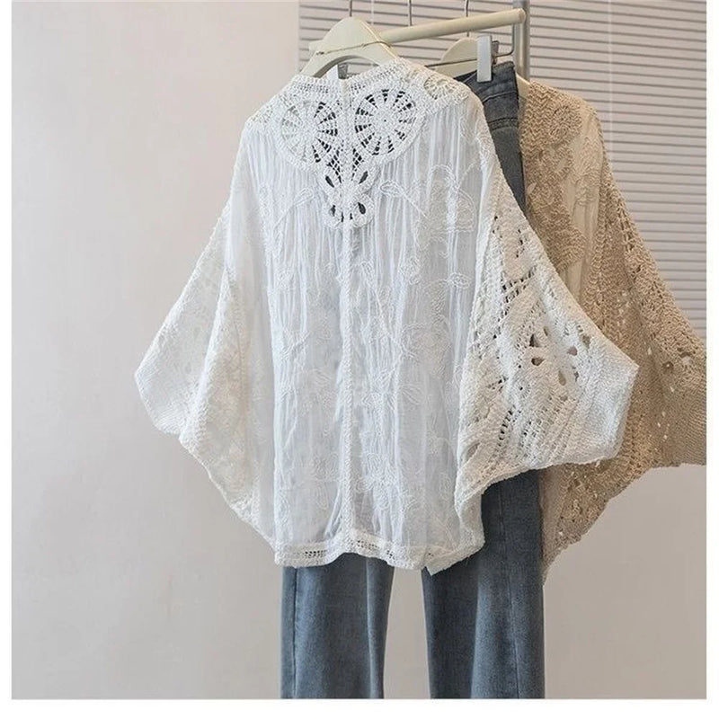 Fashion Hollow Out V - Neck Sun Protection Open Cardigan - View 4 | SAMAG