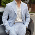 BYLUNTA Mens Suit 2 Piece Slim Fit Stripe Suits Tuxedo Blazer Jackets Pants Set Summer Beach Wedding Outfit for Mennt)
