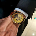[24-Hour Hollow Tourbillon Watch] Business-Style Hollow Tourbillon Mechanical Watch - Men's Skeleton Design, 24-Hour Display, Hollow Design, Round Alloy Case, Automatic Winding, No Battery Needed, the Preferred Gift Watch.