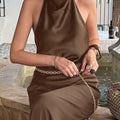 Ladies Simple Fashion Drape Neck Hanging Neck Vest - Elegant Minimalist Design for Women