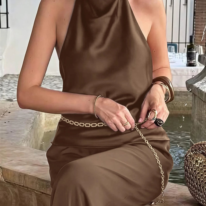 Ladies Simple Fashion Drape Neck Hanging Neck Vest - Elegant Minimalist Design for Women