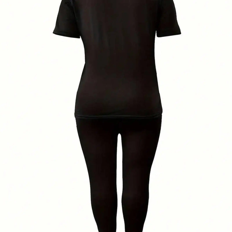 2026 Women's New Casual Spring/Summer Two Piece Set Round Neck Letter Printed Short Sleeve T-shirt and Letter Printed Pants Set