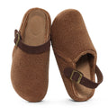 Crestar Fuzzy Clogs Slipper For Women Winter Non-slip Cork Footbed Mules With Adjustable Strap Lady Comfort Casual Potato Shoes