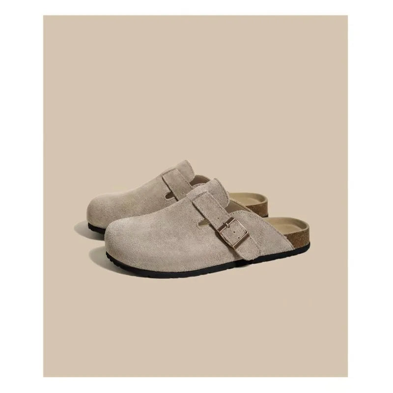 Cork Suede Mules Slippers for Women Fashion Clogs Shoes Classic Cork Antislip Outdoor Slippers with Arch Support Slipper