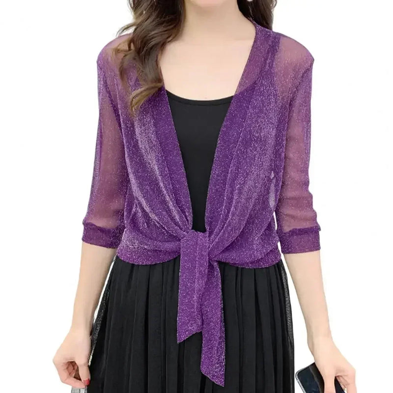 Women's Sparkling Lace - Up Cardigan Summer Sheer Cover Up - View 13 | SAMAG