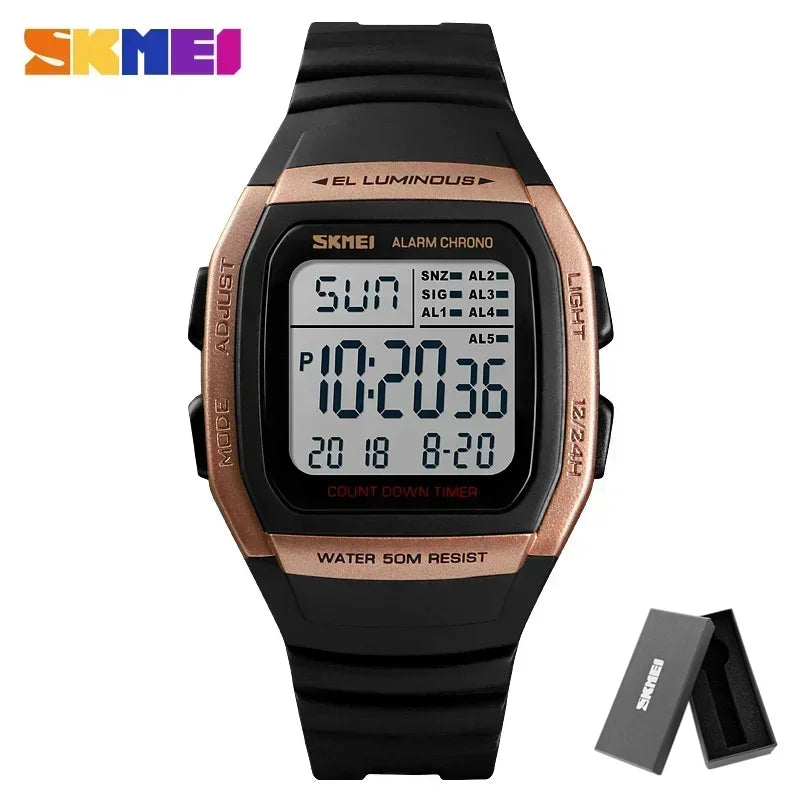SKMEI 1278  Chrono Countdown Men Wristwatch  Casual Outdoor Male Clock Luminous montre homme Digital Dual Time Sport Mens Watche