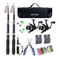 Carbon Telescopic Spinning Fishing Rod Reel Full Kit Pole Lures Hooks Line Pliers Gripper Complete Carry Bag,Fishing Set