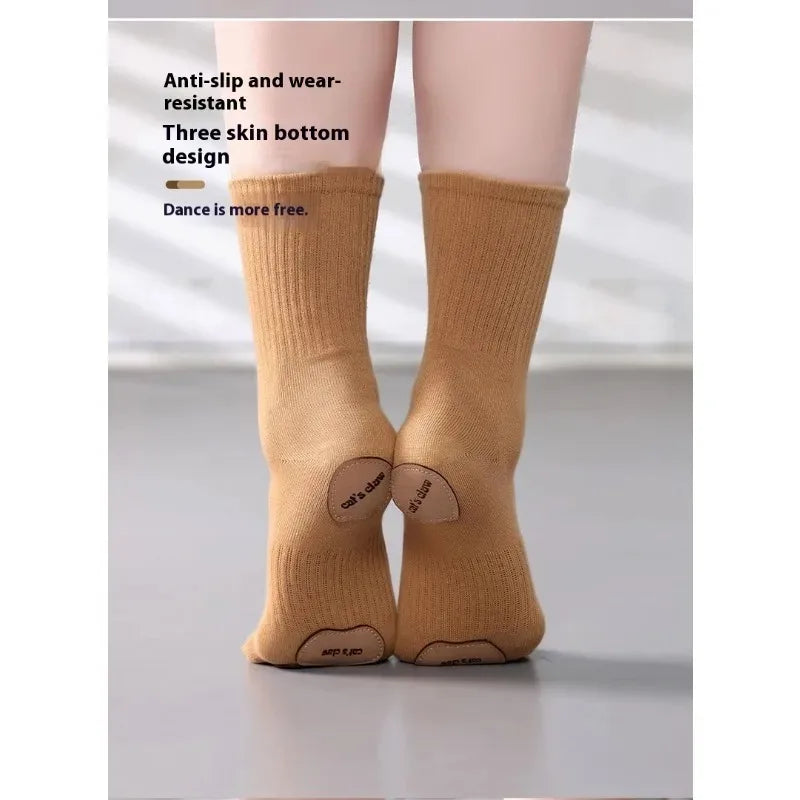 Cat Paw Dance Socks Cotton Non Slip Leather Sole Soft Elastic Ballet Chinese Dance Training Anti Skid Breathable Practice Modern