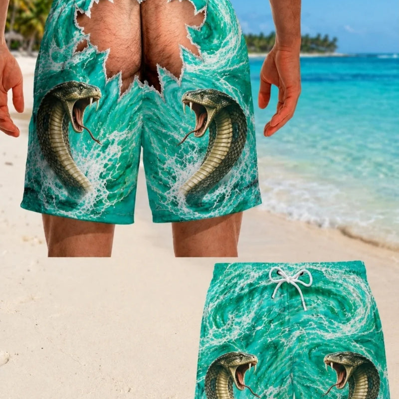Men Funny Fake Two Piece Shorts Optical Illusion Thong Print Beach Fun Swim Trunks for Summer Holiday - View 11 | SAMAG