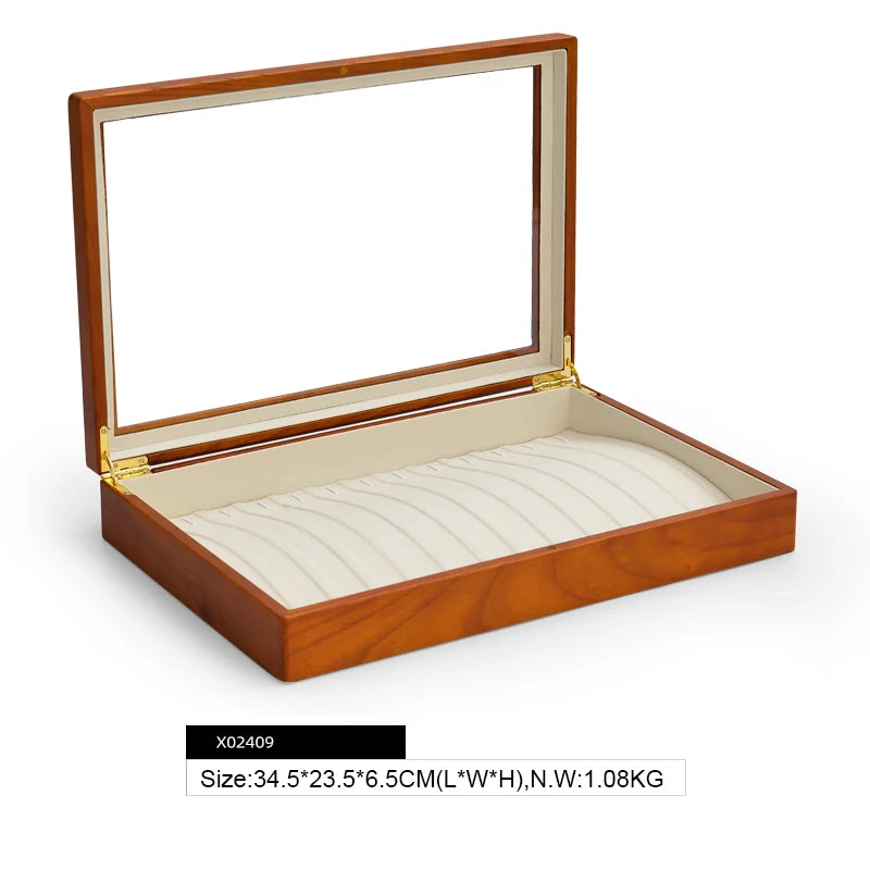 Oirlv Wooden Jewelry Box Retro Jewelry Display Ring Necklace Earring Bracelet Box Multi Jewelry Storage Organizer Display Case