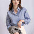 AOSSVIAO 2026 Spring Autumn Classic Striped Woman Blouses Shirt Lady Long Lantern Sleeve Stand Collar Loose Blusas Tops