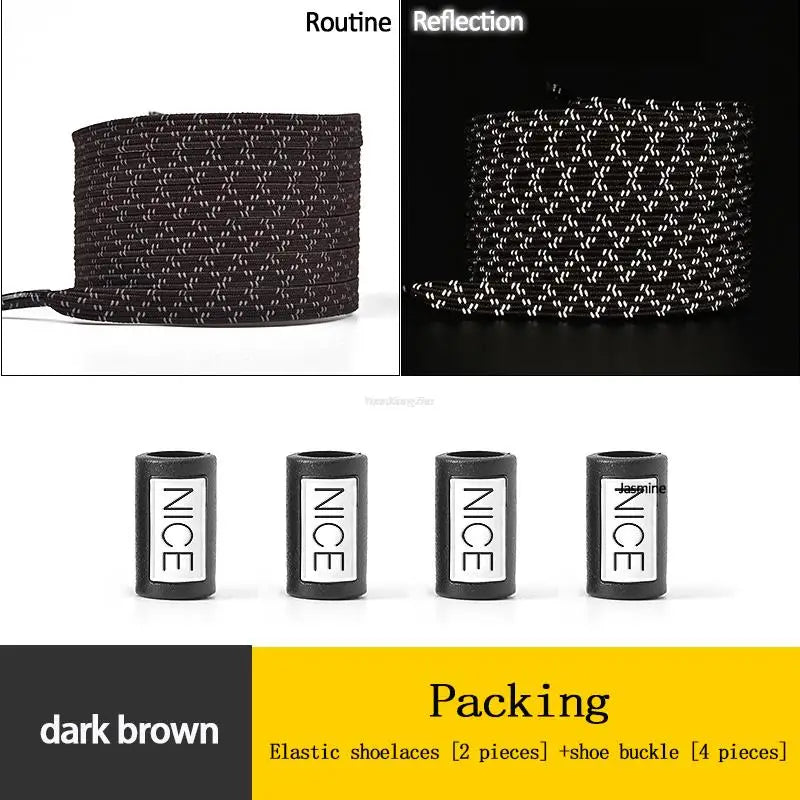 New Reflective No Tie Shoelaces Elastic Laces Sneakers Flat Shoe laces without ties Kids Adult Shoelace One size fits all Shoes
