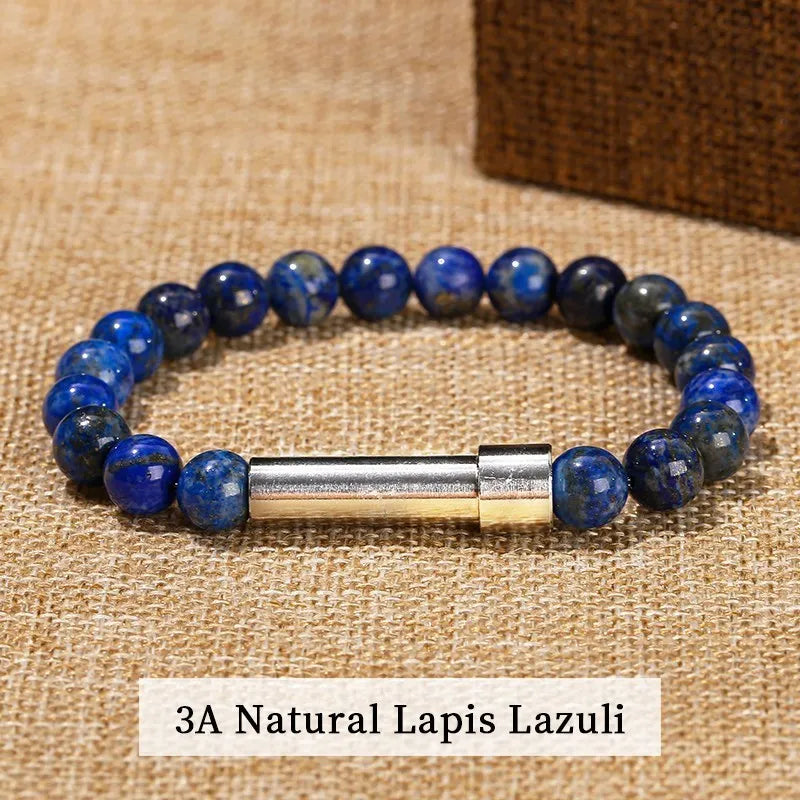 JD Natural Stone Stainless Steel Tube Secret Message Bracelet Women Men Cool Can Place Notes Friendship Couples Wishing Jewelry