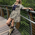 Women Zebra Print Two Piece Set Lapel Collar Elastic Waist Short Sleeve Coat Loose Shorts 2026 Spring Autumn Fashion Casual Suit