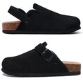 Bebealy Women's Suede Clogs with Arch Support Fashion Back Strap Leather Mules Slip On Potato Shoes Genuine Cork Footbed Clogs