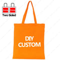 Custom Canvas Tote Bag 100% Cotton Print Your Design Logo Photo Handbag Work Reusable Grocery Shopping Customized Portable Bag