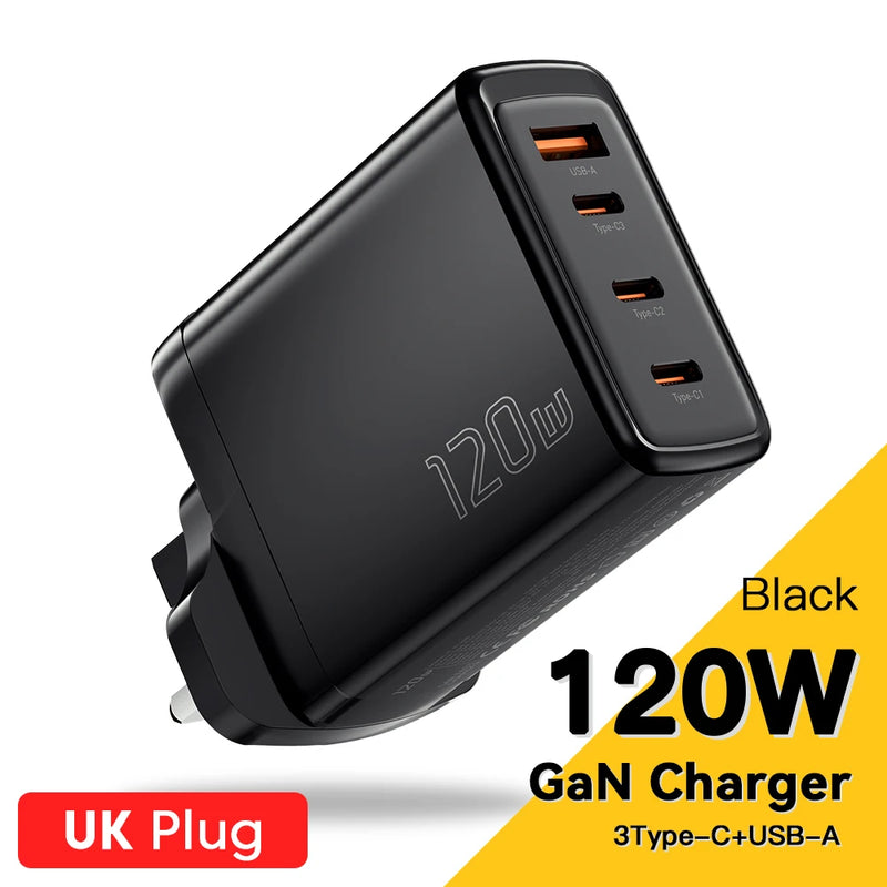 Essager 120W GaN Charger 4 in 1 USB C PD Fast Charger For Macbook Laptop iPhone 17 16 15 14 Pro Max Samsung iPad Quick Charger