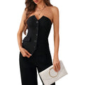 Women's Corset Top Strapless Heart Button Solid Slim Fitted Tops Elegant Corset Spring Summer Chic Corset Top Party Lite Tops