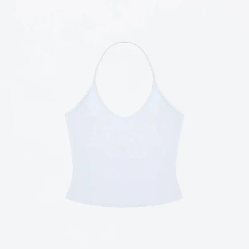 ANK Air Summer Top with Solid Color, Black and White Powder, Wide Shoulder Strap, I-Shaped Tank Top, Women's Sports, Daily Wear