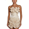 FATAPAESE 3D Flowers Corset Short Evening Dresses Luxury | SAMAG