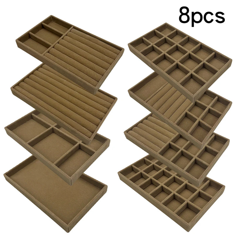 1 Set, (Including 8PCS) Flocking Jewelry Box Jewelry Tray