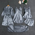 5-piece Set of Women's Sleepwear Sexy Silk Nightgown Lace | SAMAG
