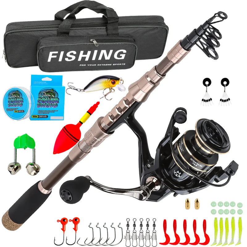 8m High Carbon Ultralight Super Hard Telescopic Fishing Rod Reel Combo Portable Full Set With Simulated Lures Line Hooks Float