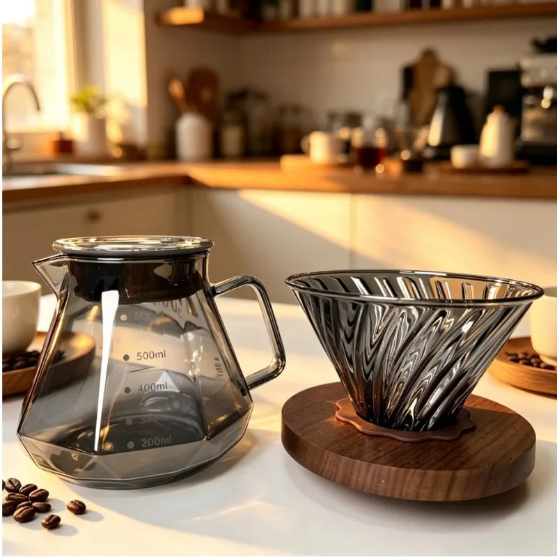 Glass Drip Coffee Maker,Diamond Design Glass Dripper and Filter Holder Manual Coffee Brewer for Home and Office