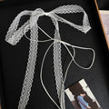 2 Pcs Retro Lace Ribbon Bow Neckband Women Fashion Simple Double Layer Long Tassel Necklace Versatile Neck Ornament Accessories